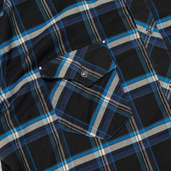 Kuhl Blue Black Plaid Long Sleeve Pearl Snap Button Western Shirt Mens Size L - Picture 16 of 16